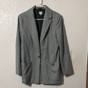 a new day Black & White Houndstooth Single-Button Blazer